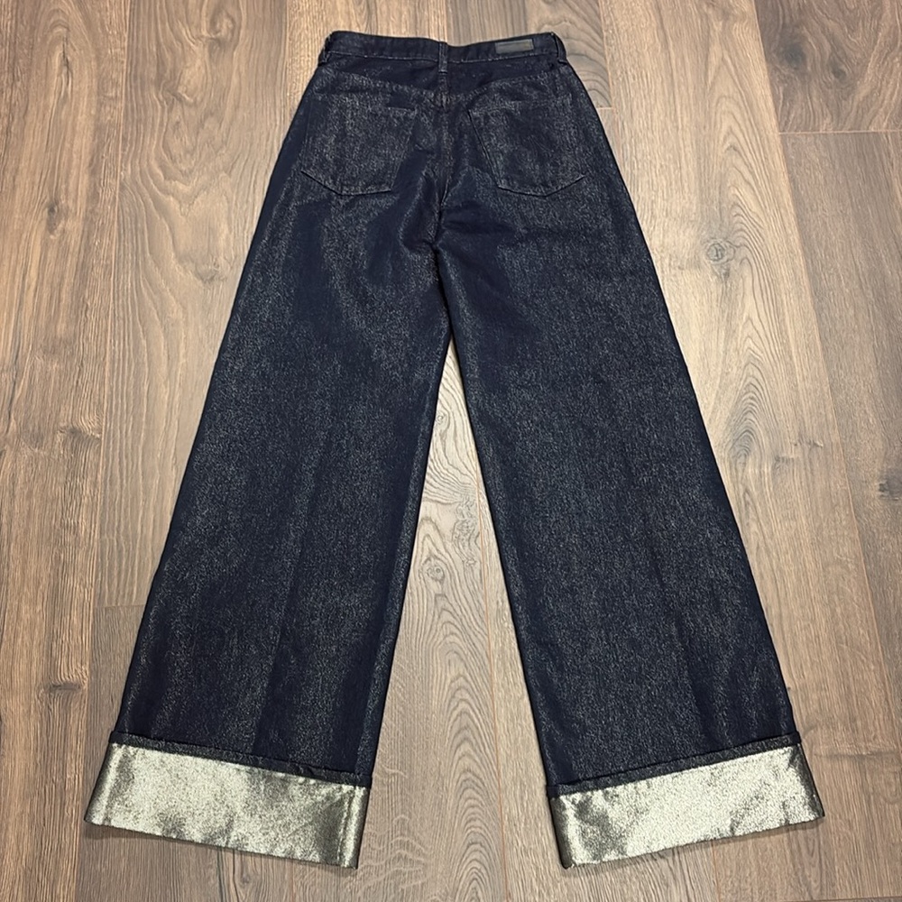 AG Dark Blue Wide-Leg Jean with silver shimmer and cuff - 26 - Picture 13 of 15